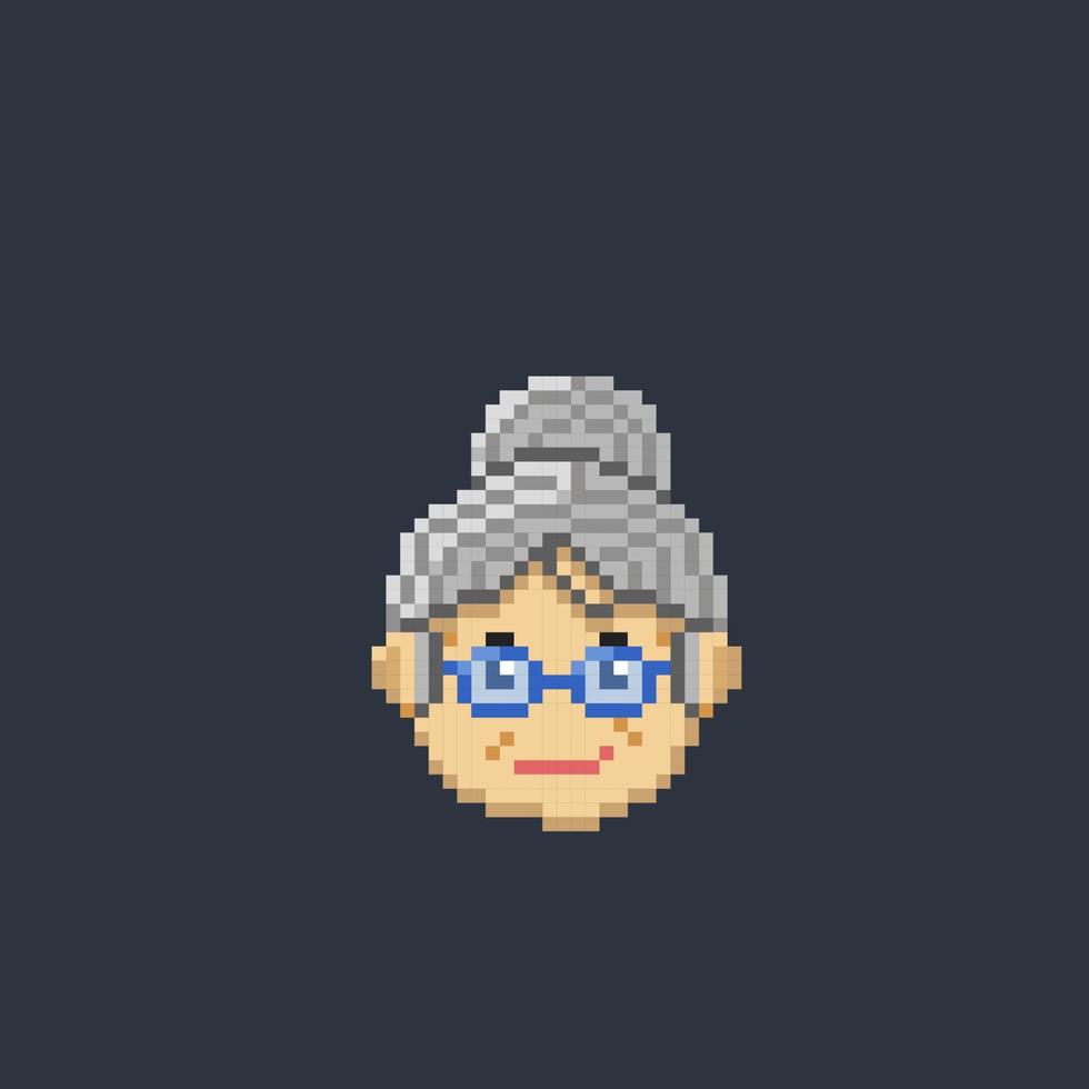 een oude vrouw hoofd in pixel kunst stijl vector