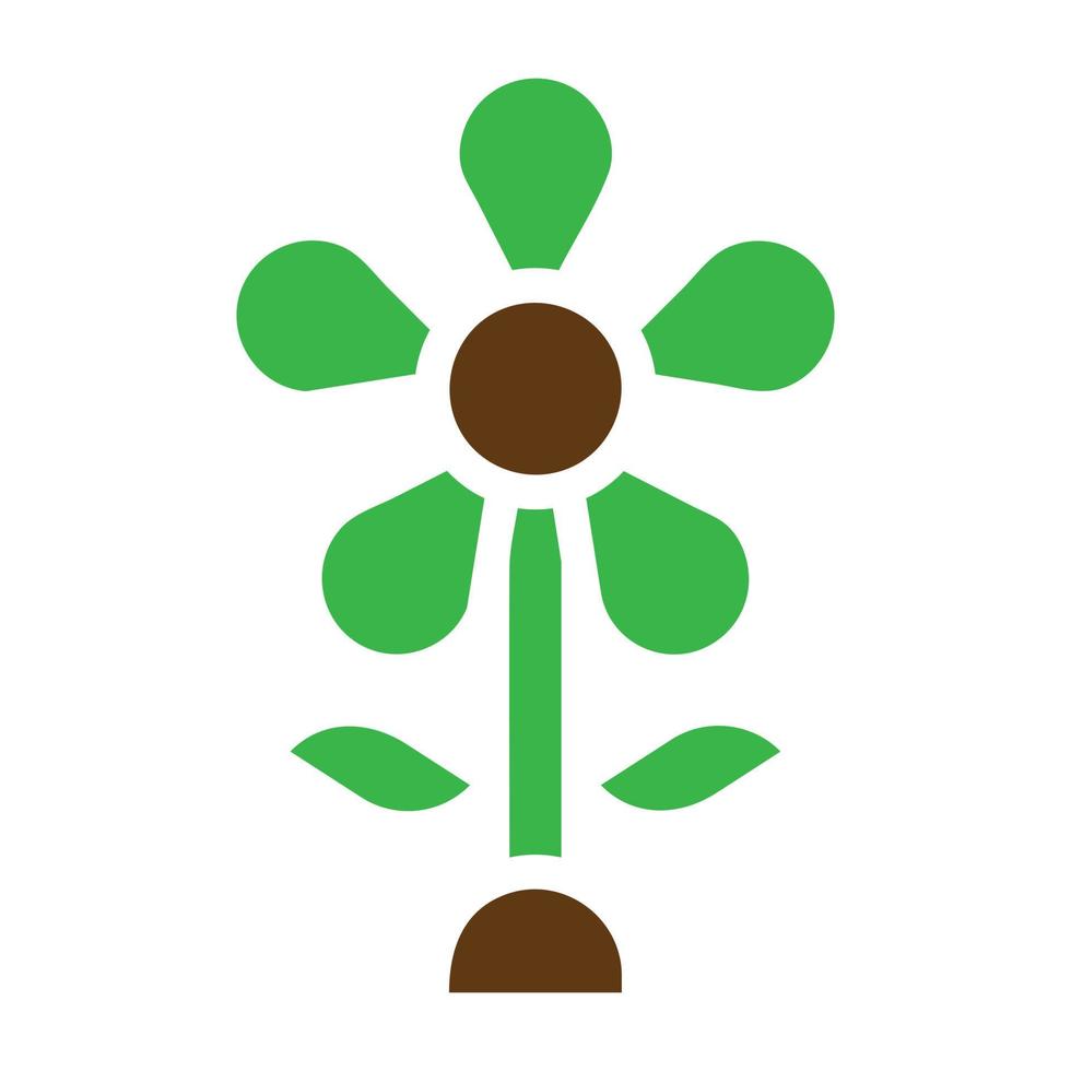 bloem icoon solide groen bruin kleur Pasen symbool illustratie. vector