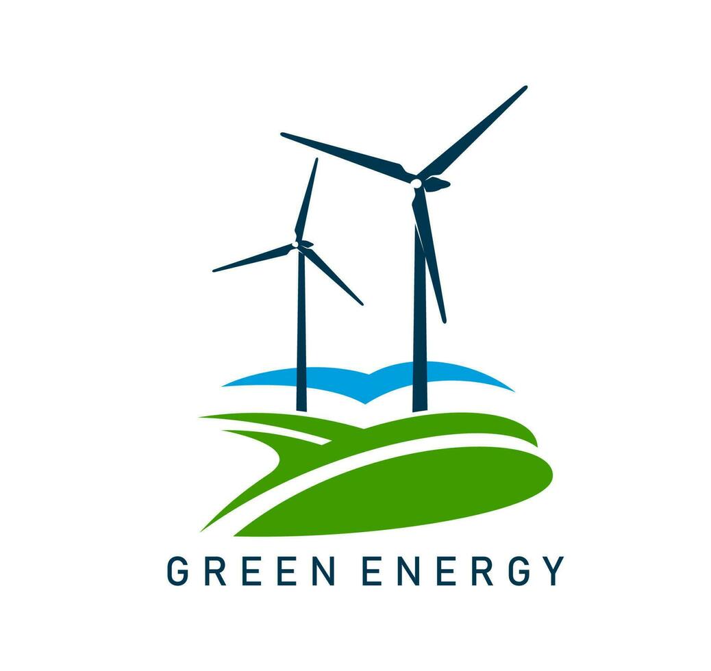 wind turbine embleem, groen schoon energie icoon vector