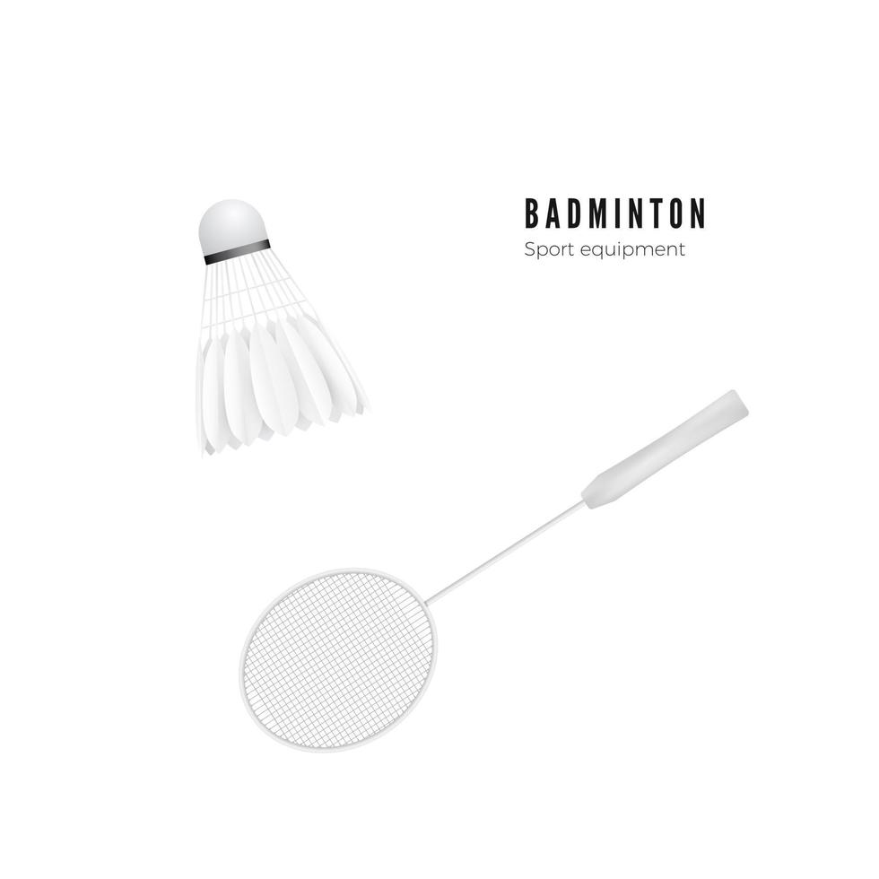 shuttle en racket. badminton - sport uitrusting bespotten omhoog. vector illustratie geïsoleerd Aan wit achtergrond