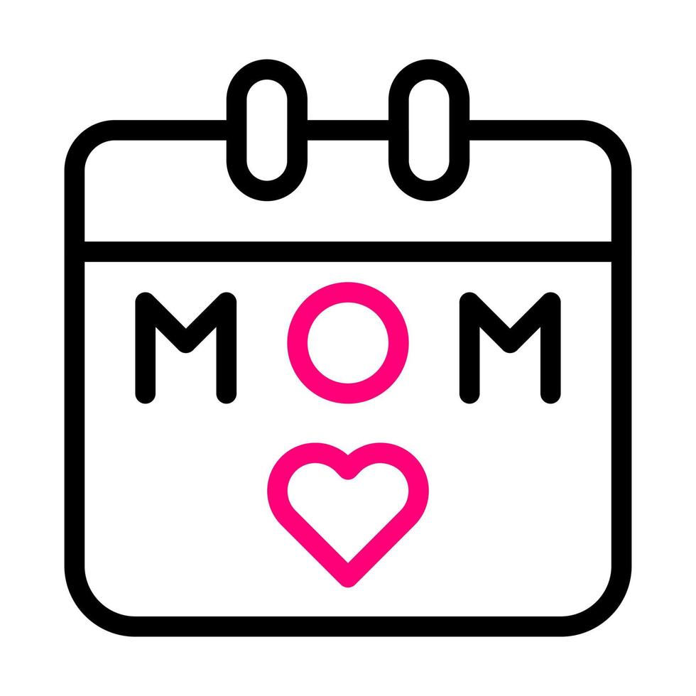 kalender mam icoon duokleur zwart roze kleur moeder dag symbool illustratie. vector