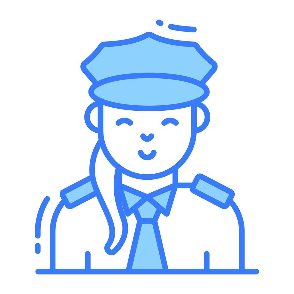 dame Politie officier avatar, vector ontwerp van professioneel arbeider