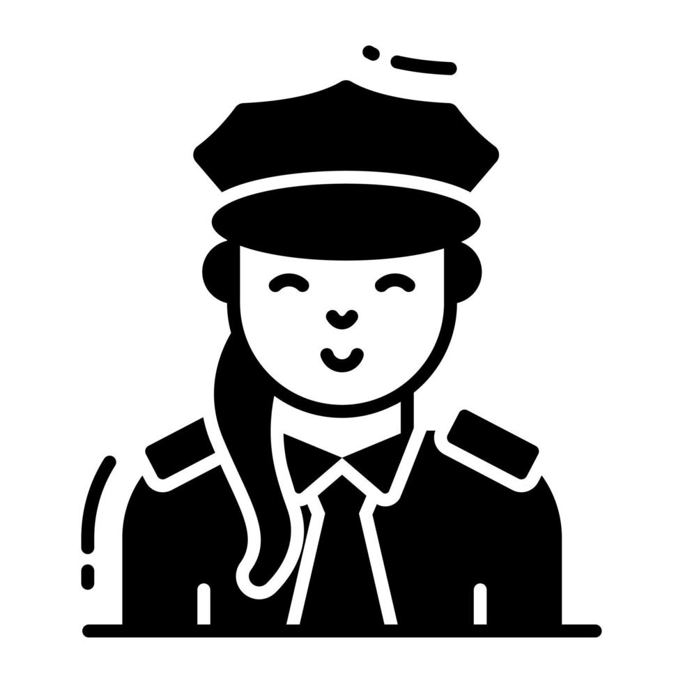 dame Politie officier avatar, vector ontwerp van professioneel arbeider