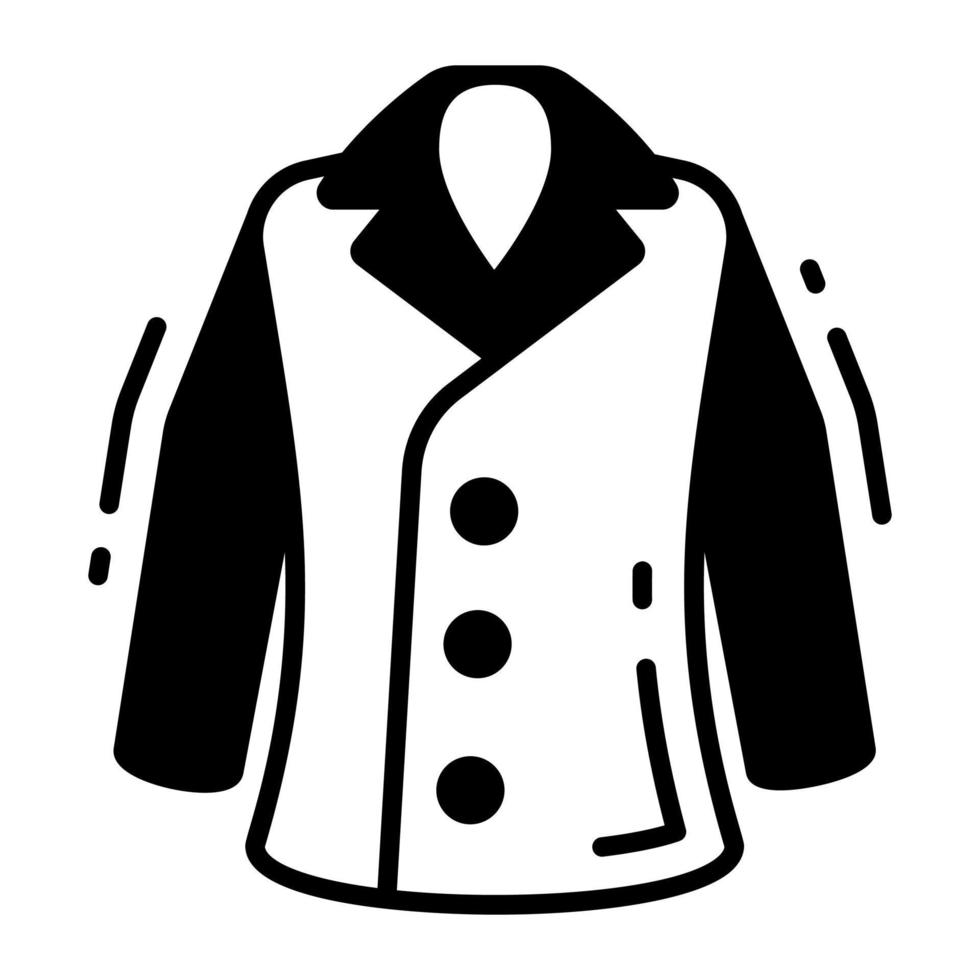 een lang kleding voor winter aan het bedekken, bewerkbare icoon van jas vector