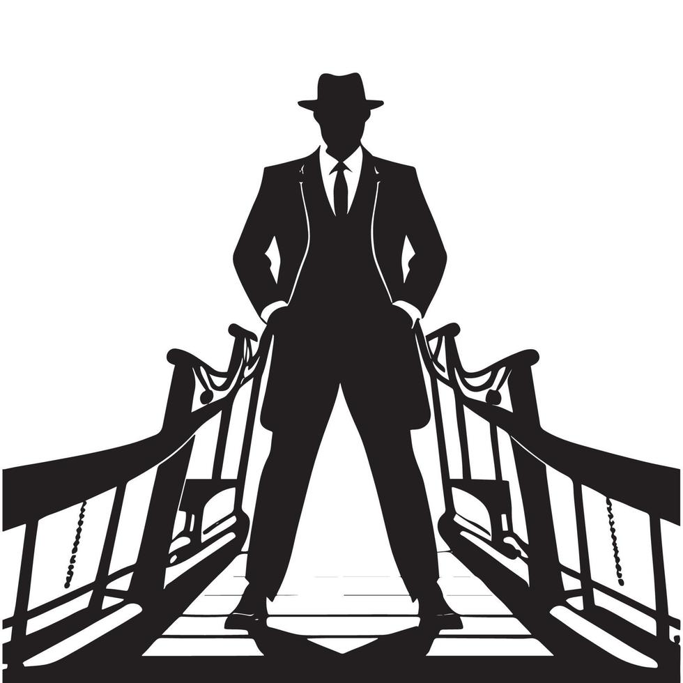 maffia silhouet vector, detective silhouet vector geïsoleerd Aan wit achtergrond