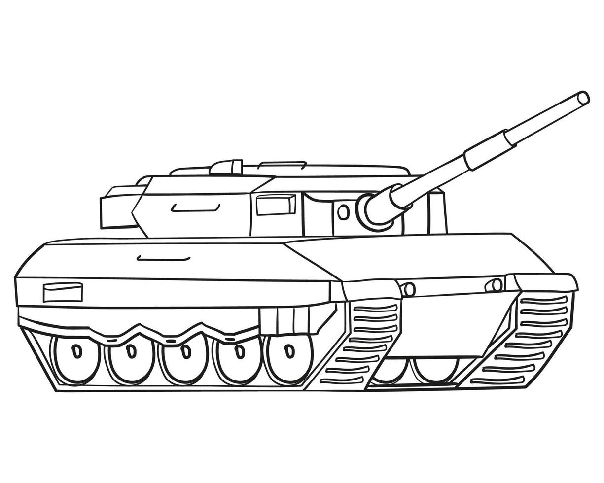 hoofd strijd tank in lijn kunst. Duitse leger voertuig. vector illustratie geïsoleerd Aan wit achtergrond.