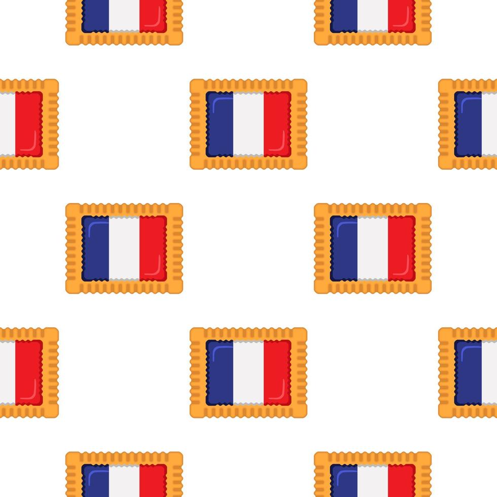 patroon koekje met vlag land Frankrijk in smakelijk biscuit vector