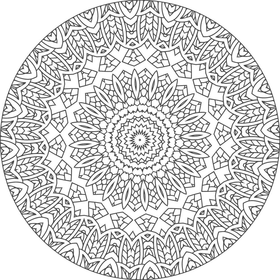 gemakkelijk tekening mandala met bloemen en hart patronen Aan een wit geïsoleerd achtergrond. voor kleur boek Pagina's. vector