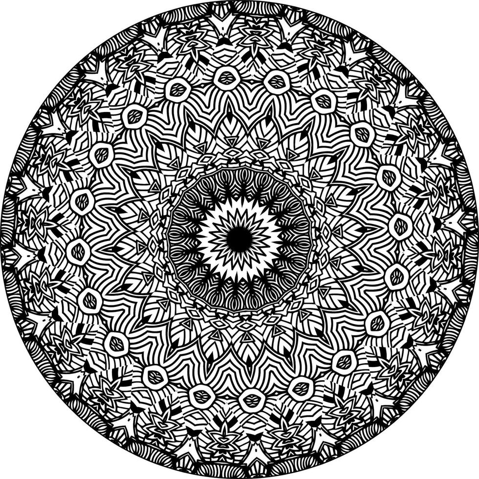 gemakkelijk tekening mandala met bloemen en hart patronen Aan een wit geïsoleerd achtergrond. voor kleur boek Pagina's. vector