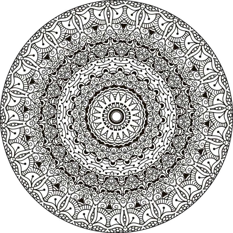 gemakkelijk circulaire patroon in het formulier van mandala voor henna, mehndi, tatoeëren, decoratie. decoratief ornament in etnisch oosters stijl. kleur boek bladzijde voor kinderen. wijnoogst decoratief elementen vector