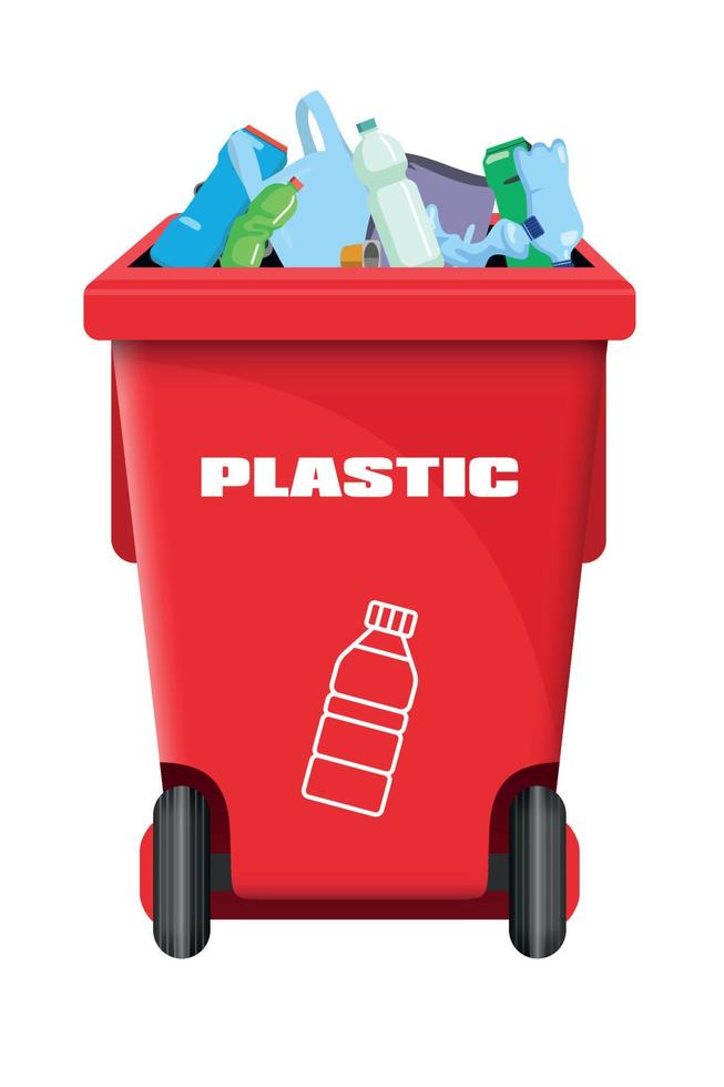 rood vector afvalcontainer voor plastic