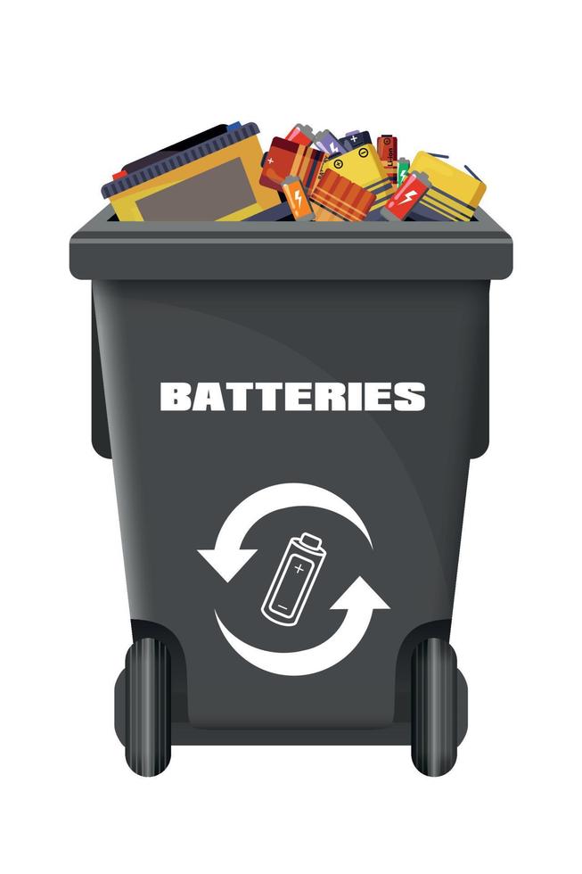 zwart vector afvalcontainer voor batterijen