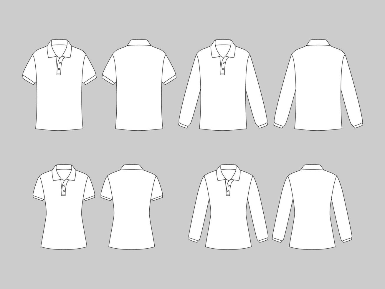 geschetst wit polo overhemd mockup voor Mens en vrouw vector