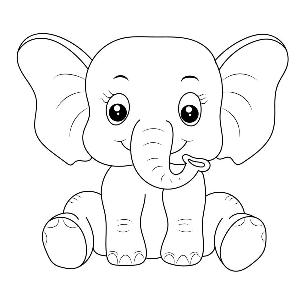 olifant kleur bladzijde voor kinderen hand- getrokken olifant schets illustratie vector