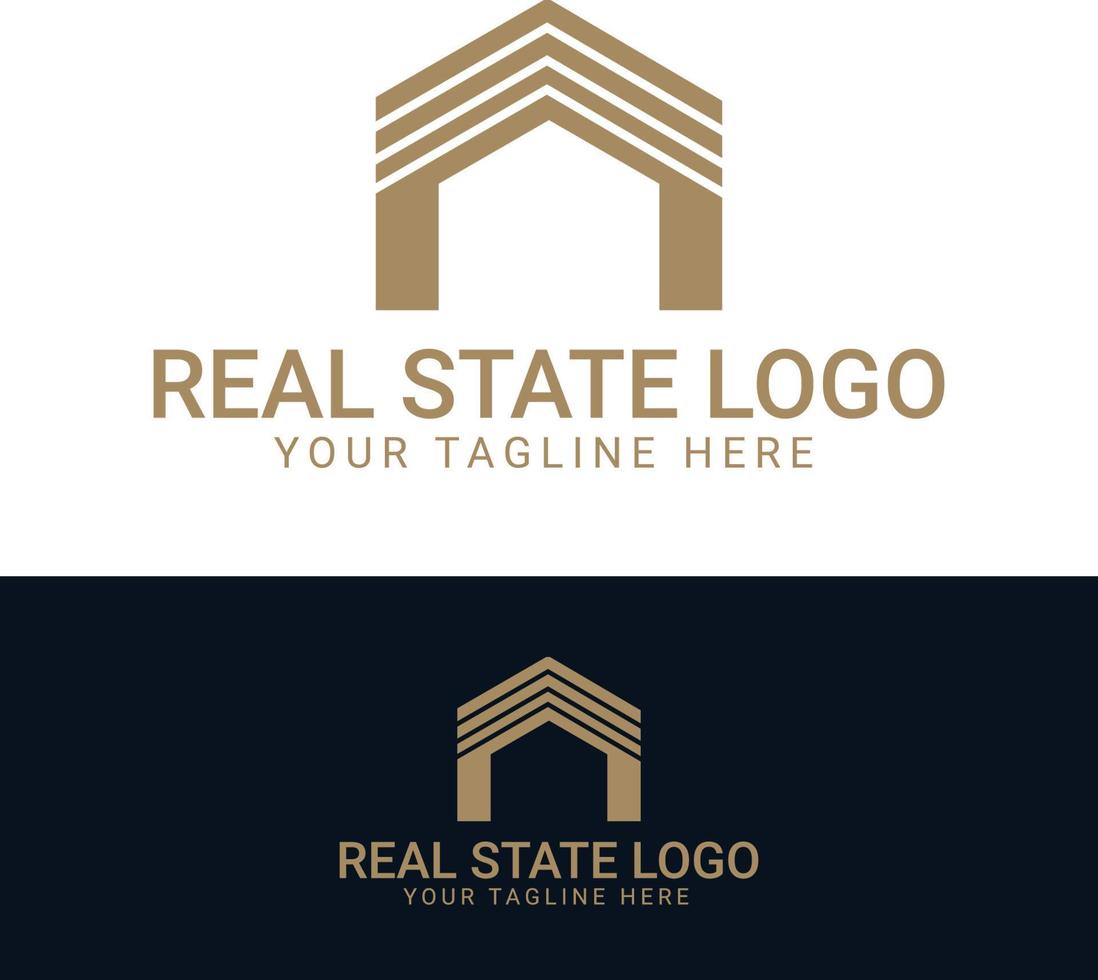 zwart en goud kleur zakelijke logo ontwerp voor echt landgoed met meetkundig vormen vector