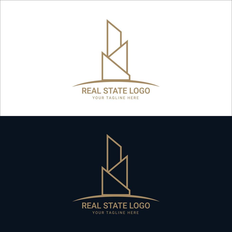 zwart en goud kleur zakelijke logo ontwerp voor echt landgoed met meetkundig vormen vector