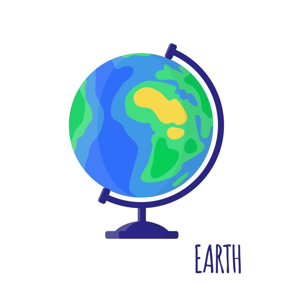 vector cartoon illustratie met desktop school earth globe geïsoleerd op een witte achtergrond.