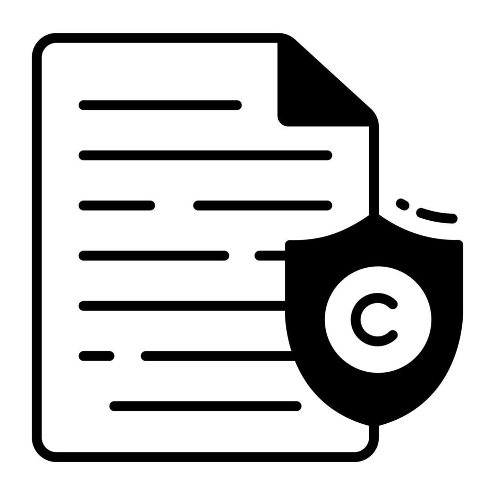 document bladzijde met auteursrechten schild, vector ontwerp van auteursrechten inhoud