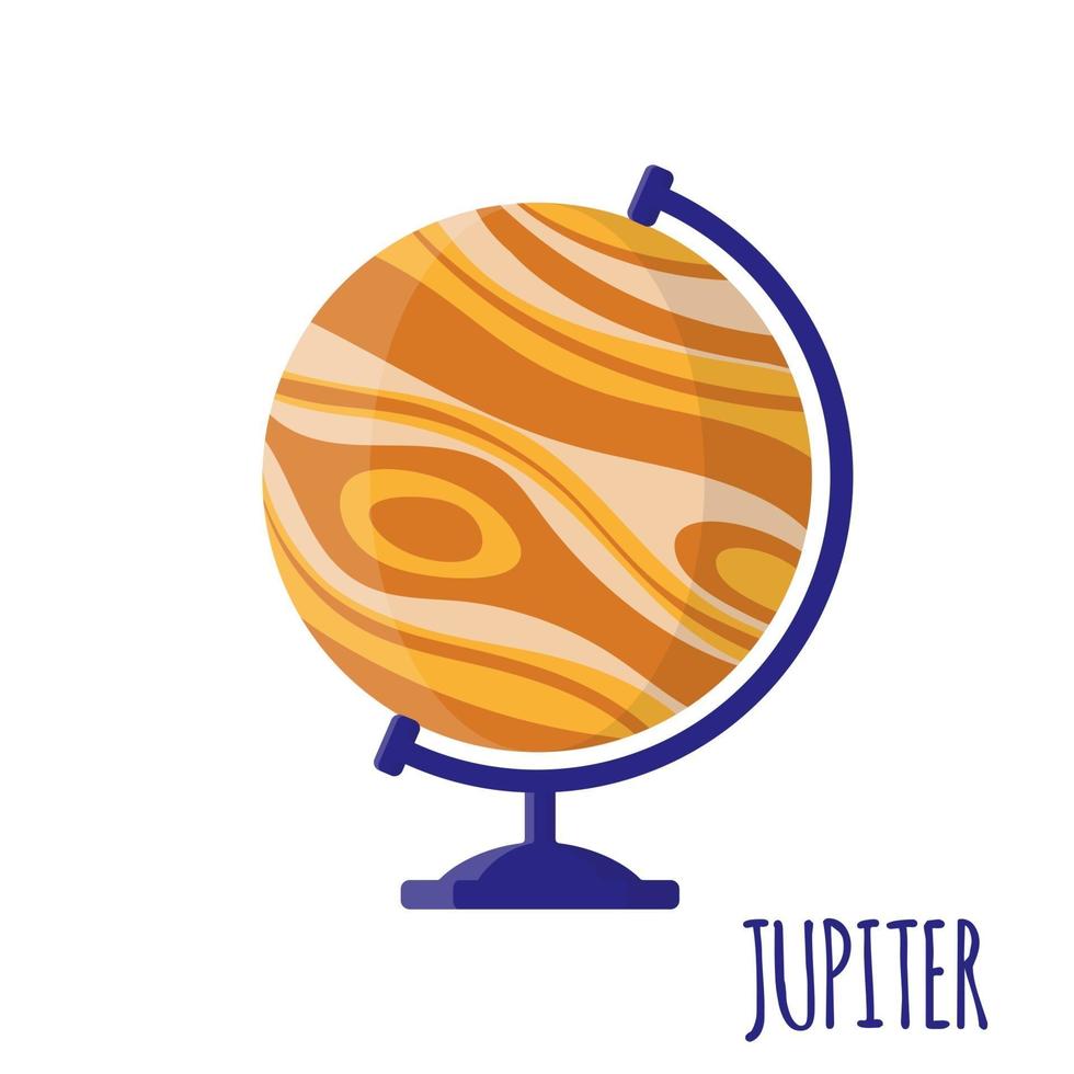 vector cartoon illustratie met desktop school jupiter globe geïsoleerd op een witte achtergrond.