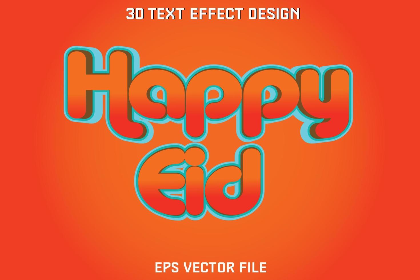 gelukkig eid 3d tekst effect ontwerp vector