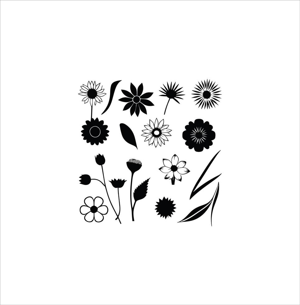 mooi bloem icoon reeks silhouet vector kunst.