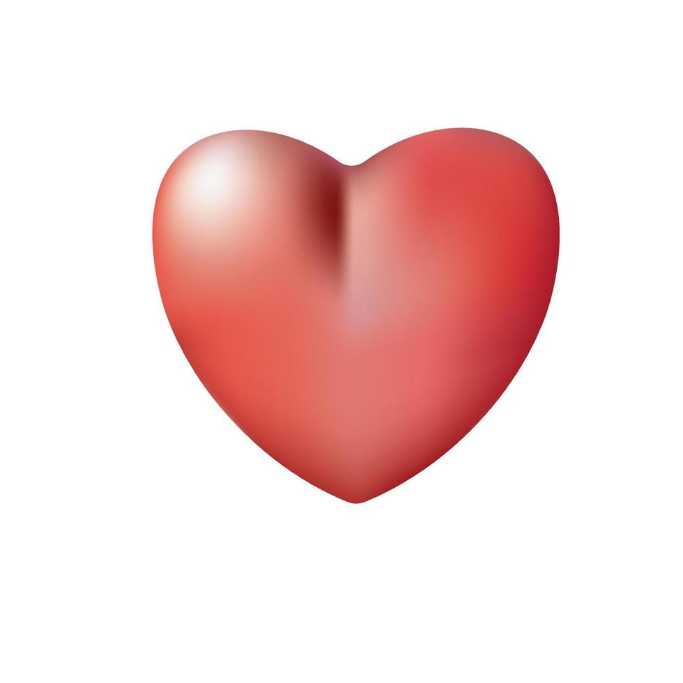 3d hart liefde vorm helder rood illustrator vrij vector