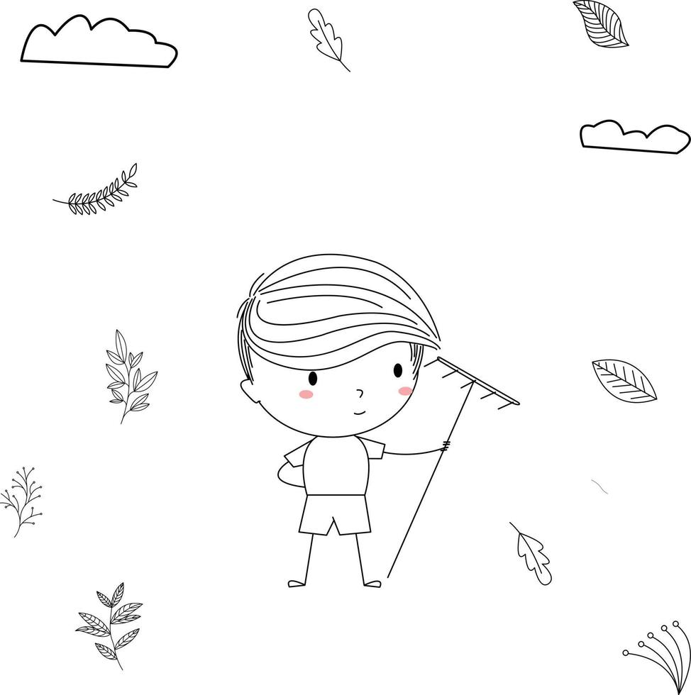gemakkelijk en schattig kinderen werkzaamheid illustratie ontwerp in lijn kunst stijl vector