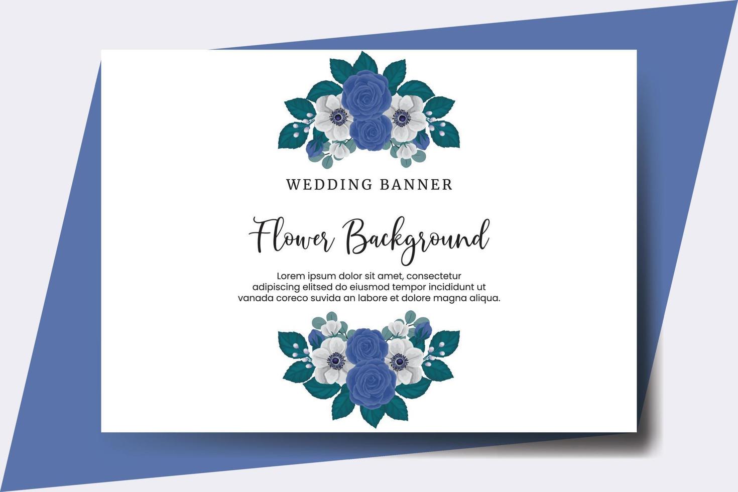 bruiloft banier bloem achtergrond, digitaal waterverf hand- getrokken blauw roos bloem ontwerp sjabloon vector