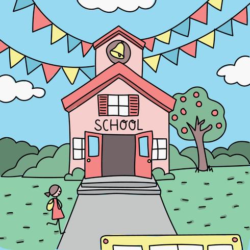 Kleurrijke Doodled van de eerste dag van school vector