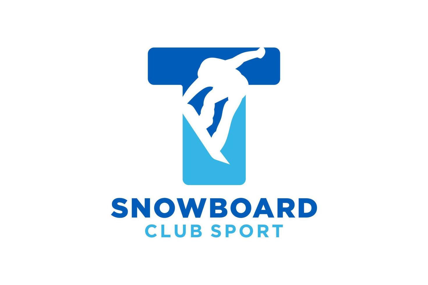 vector initialen brief t met snowboard creatief meetkundig modern logo ontwerp.