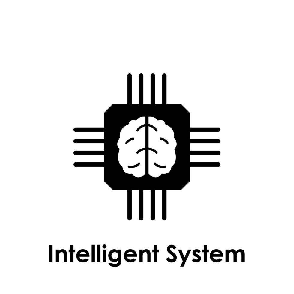 chip, brein, intelligent systeem vector icoon illustratie