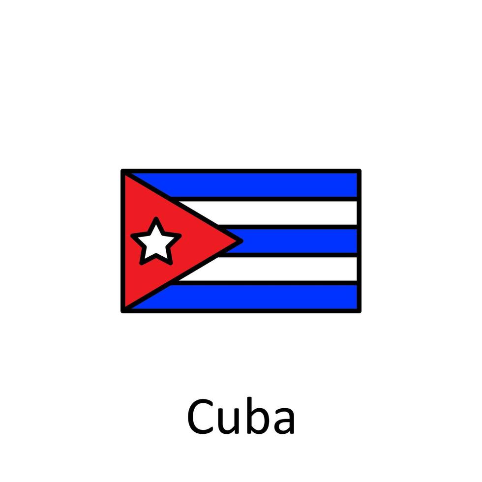 nationaal vlag van Cuba in gemakkelijk kleuren met naam vector icoon illustratie