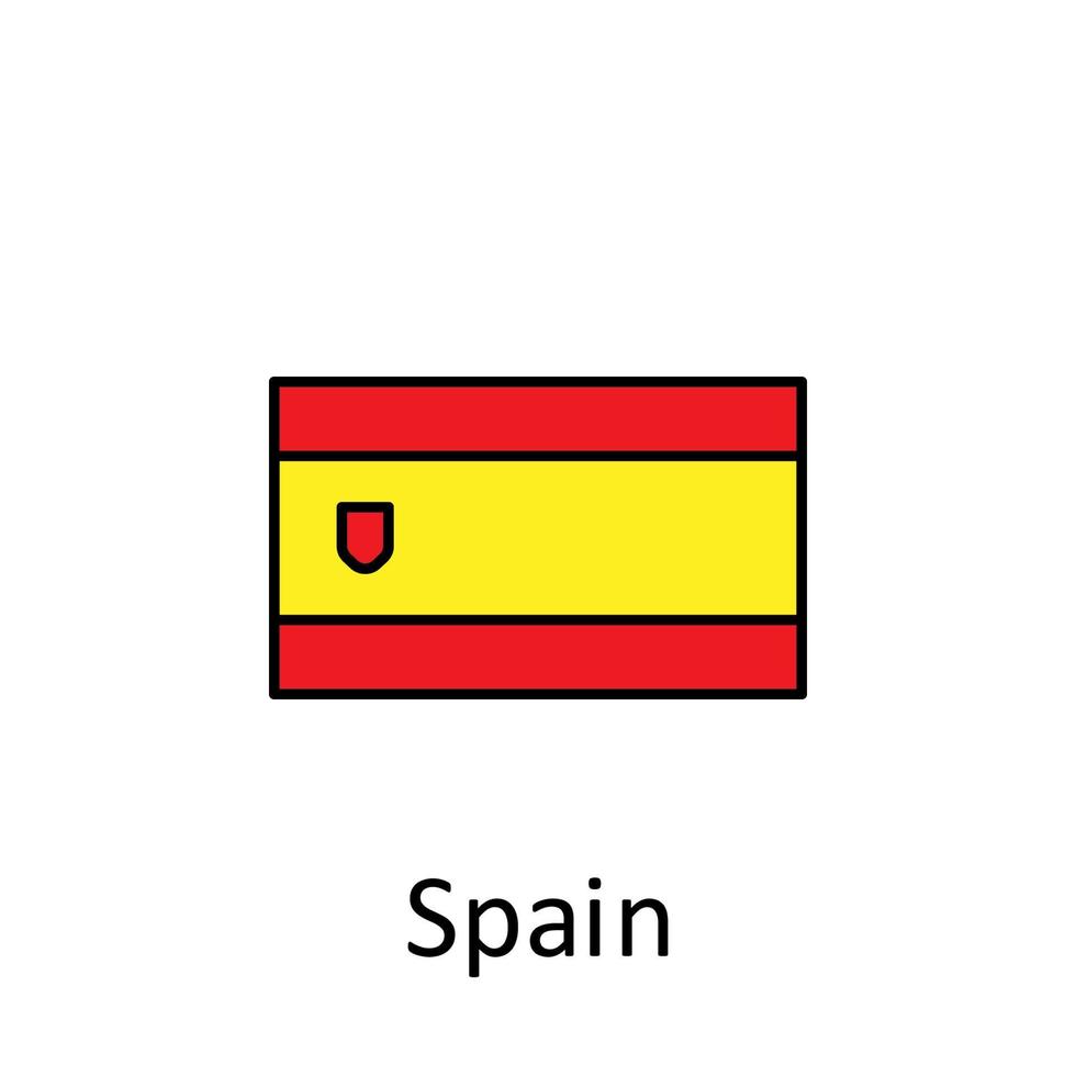 nationaal vlag van Spanje in gemakkelijk kleuren met naam vector icoon illustratie