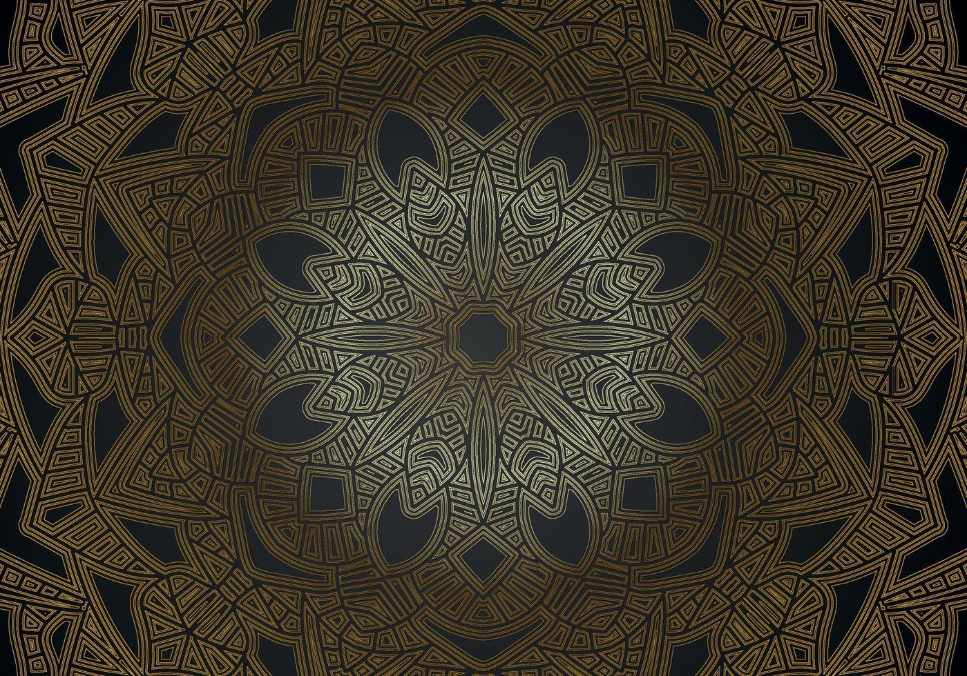 luxe sier mandala ontwerp achtergrond in gouden kleur vector