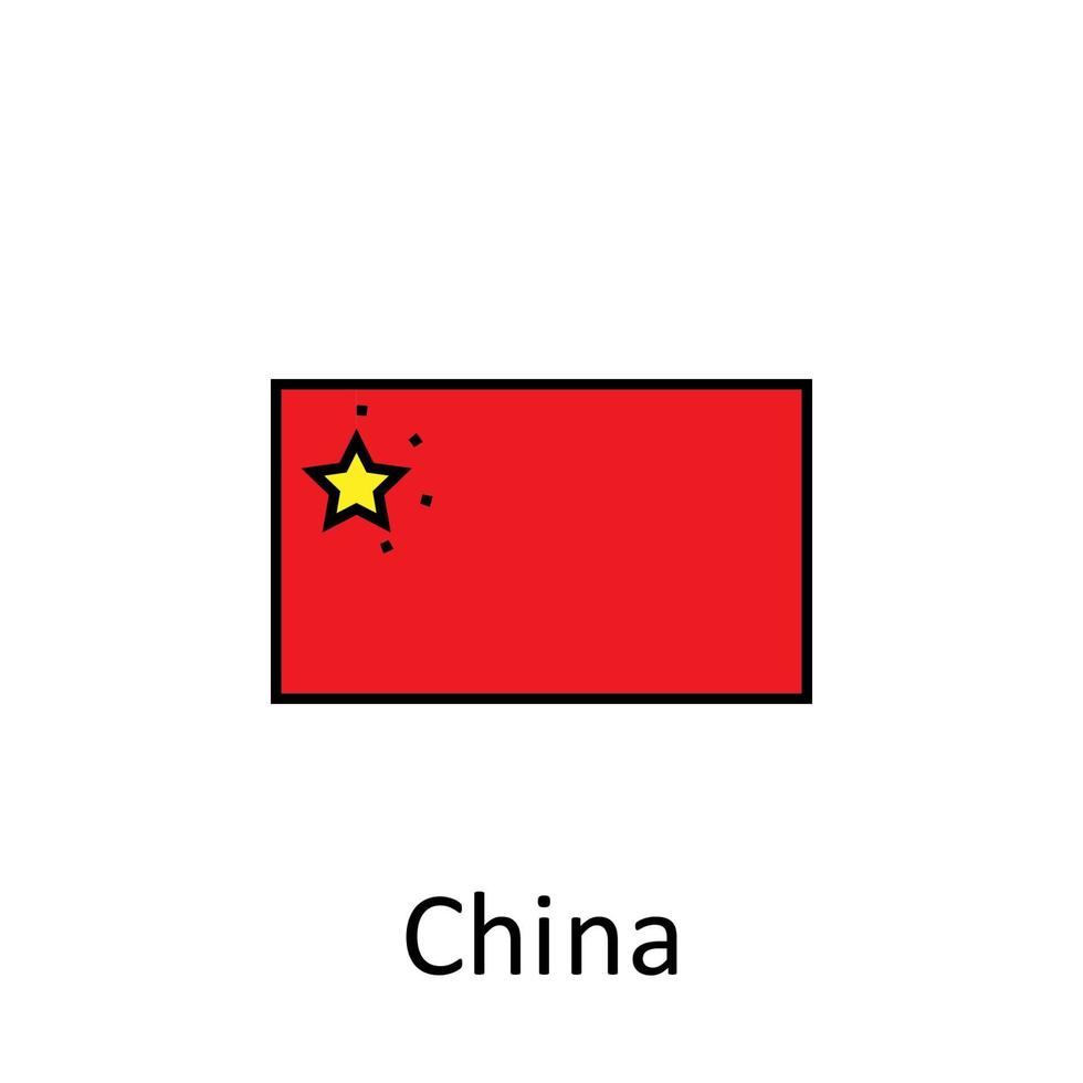 nationaal vlag van China in gemakkelijk kleuren met naam vector icoon illustratie