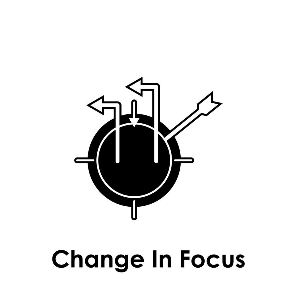 doelwit, pijl, verandering in focus vector icoon illustratie