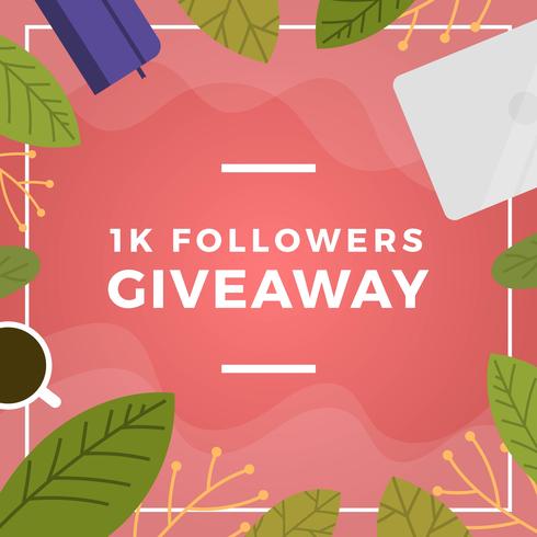 Platte bloemen en stuff Instagram wedstrijd giveaway sjabloon vector achtergrond