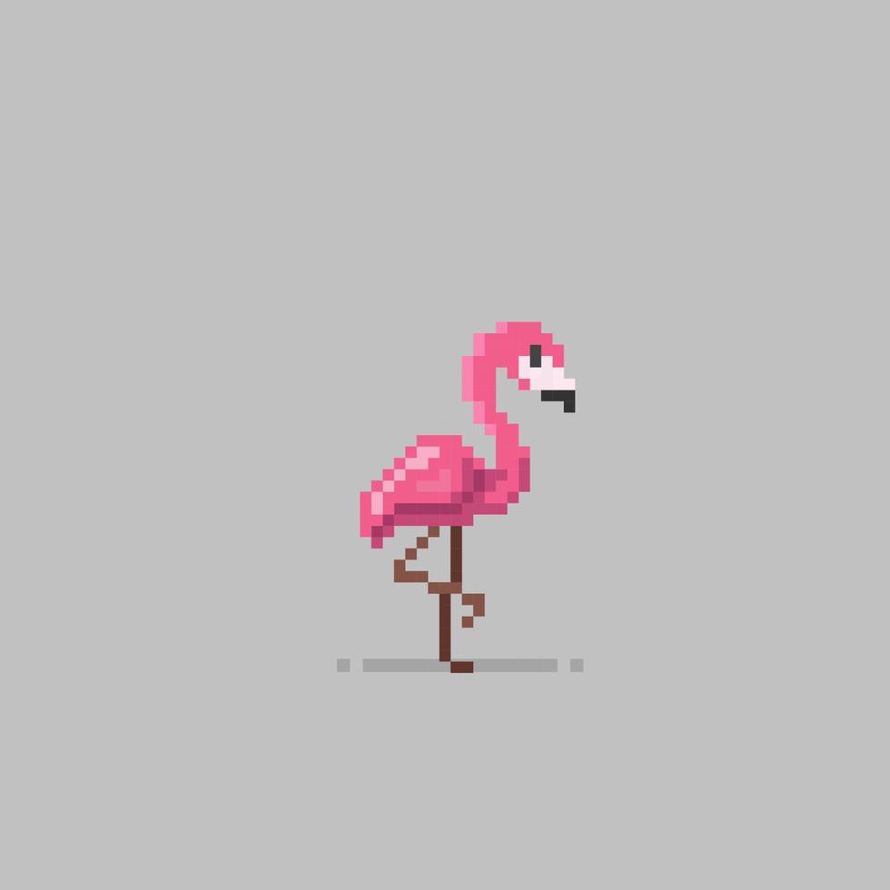 flamingo vogel in pixel kunst stijl vector