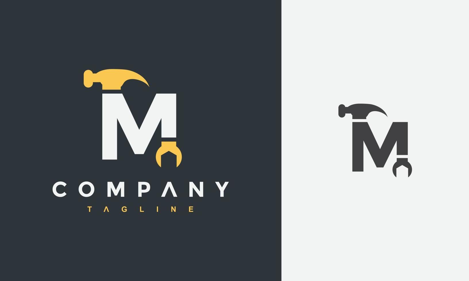 brief m hamer moersleutel logo vector