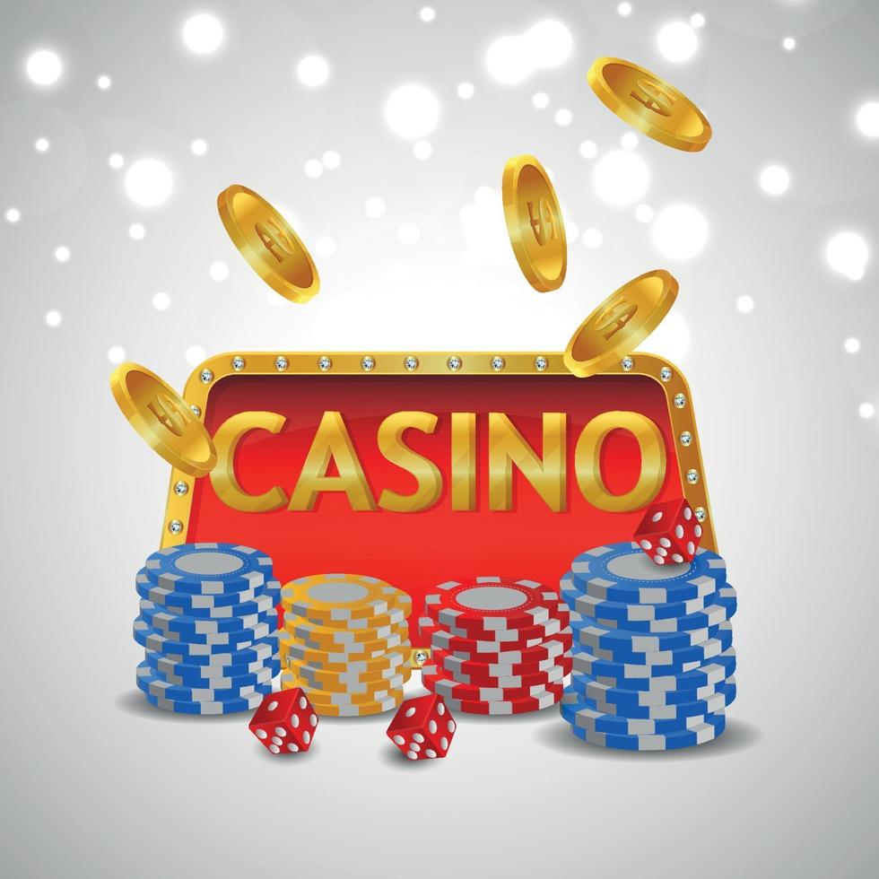 casino vip luxe spel met casinofiches en gouden munten vector