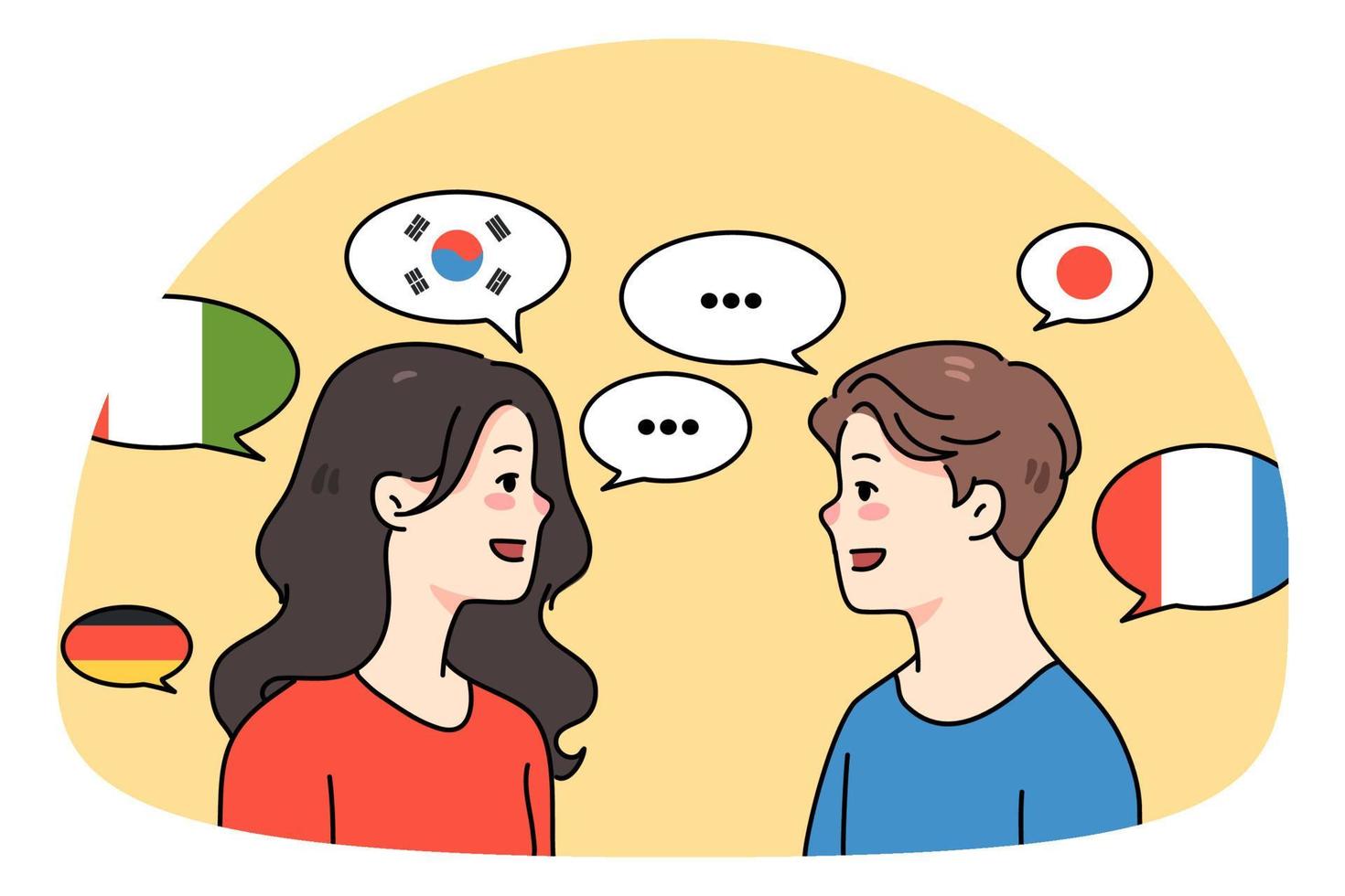 verschillend mensen praten communiceren in verschillend talen vector