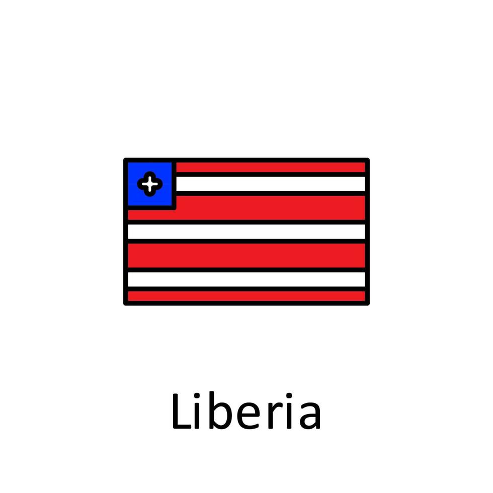 nationaal vlag van Liberia in gemakkelijk kleuren met naam vector icoon illustratie