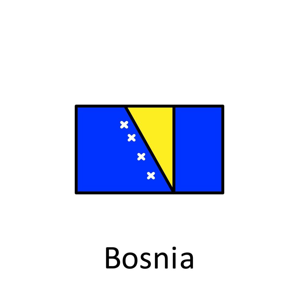 nationaal vlag van Bosnië in gemakkelijk kleuren met naam vector icoon illustratie