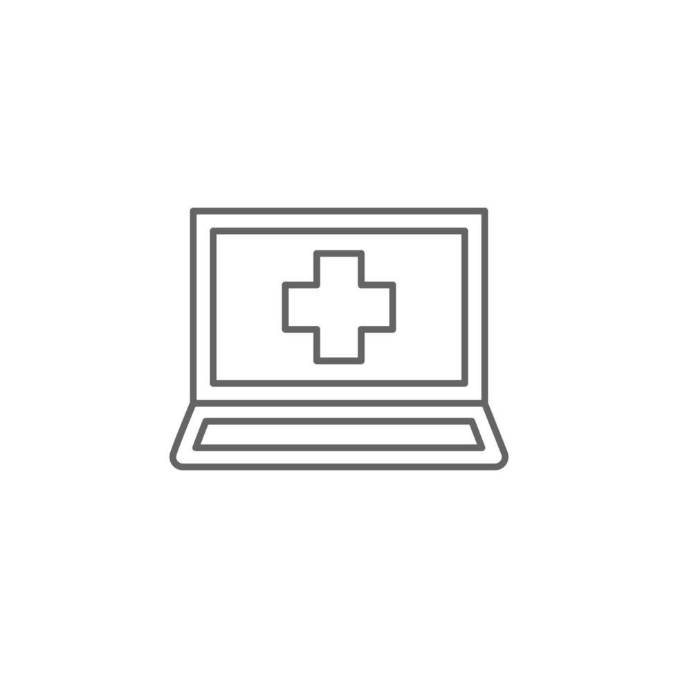 Gezondheid, laptop, gezondheidszorg, online vector icoon illustratie