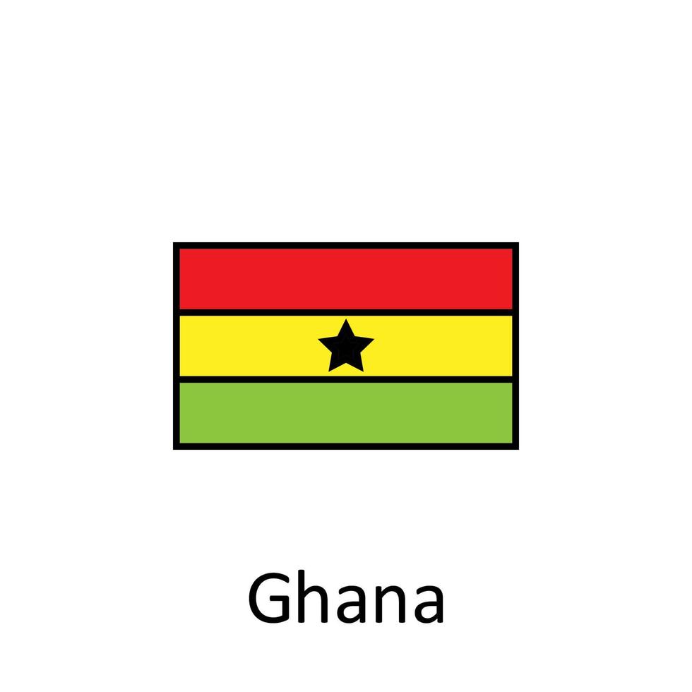 nationaal vlag van Ghana in gemakkelijk kleuren met naam vector icoon illustratie