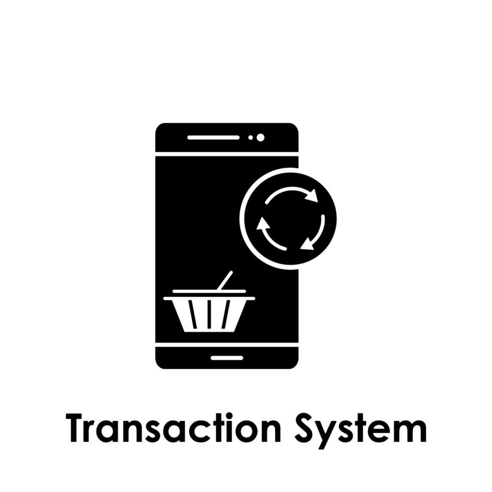 mobiel telefoon, mand, transactie systeem vector icoon illustratie