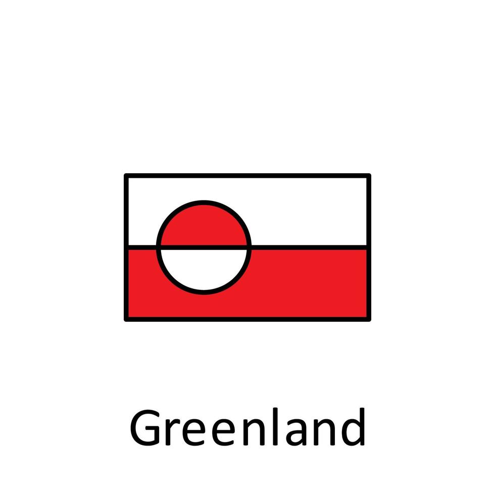 nationaal vlag van Groenland in gemakkelijk kleuren met naam vector icoon illustratie