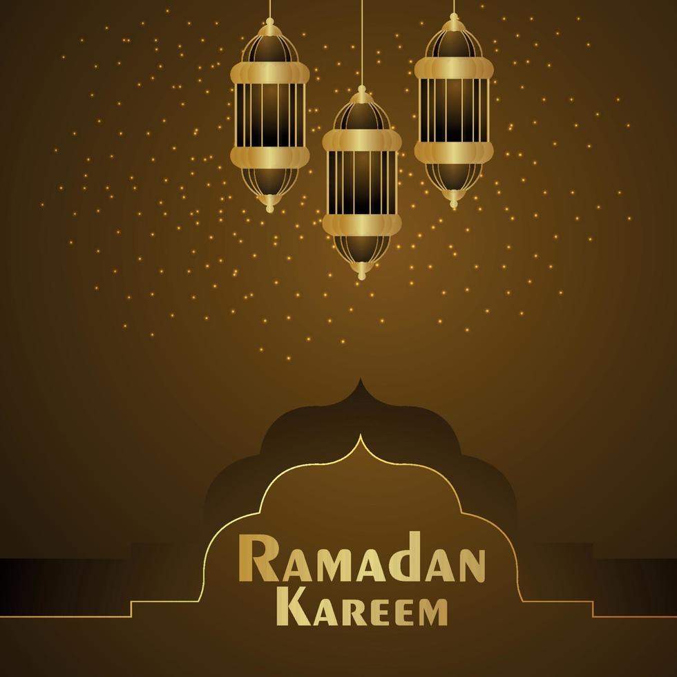 ramadan kareem creatief islamitisch festival met heilige boek kuran en arabische lantaarn vector