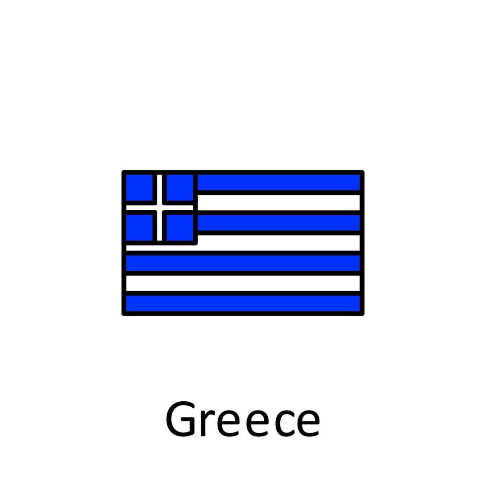 nationaal vlag van Griekenland in gemakkelijk kleuren met naam vector icoon illustratie