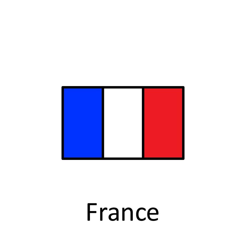 nationaal vlag van Frankrijk in gemakkelijk kleuren met naam vector icoon illustratie